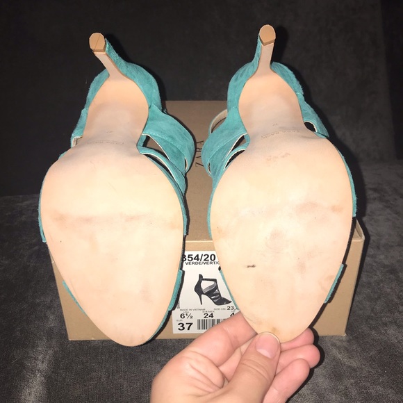 Zara Open Toe Green Heel 6.5 - Picture 6 of 6